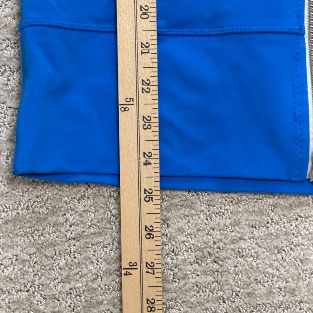 Lululemon Blue Full Zip Yoga Jacket Striped Sleeves | Fitted Athletic Layer - Picture 8 of 16